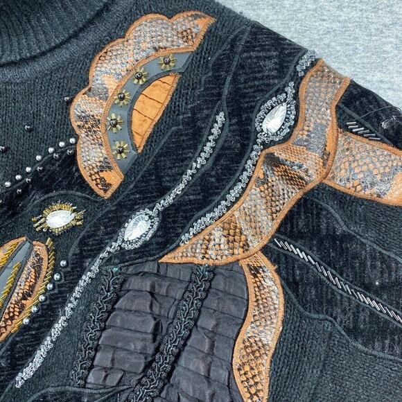 Vintage Susan Bennett Sweater Dress Womens Medium Black Silk Angora Stretch 80s - Picture 7 of 12